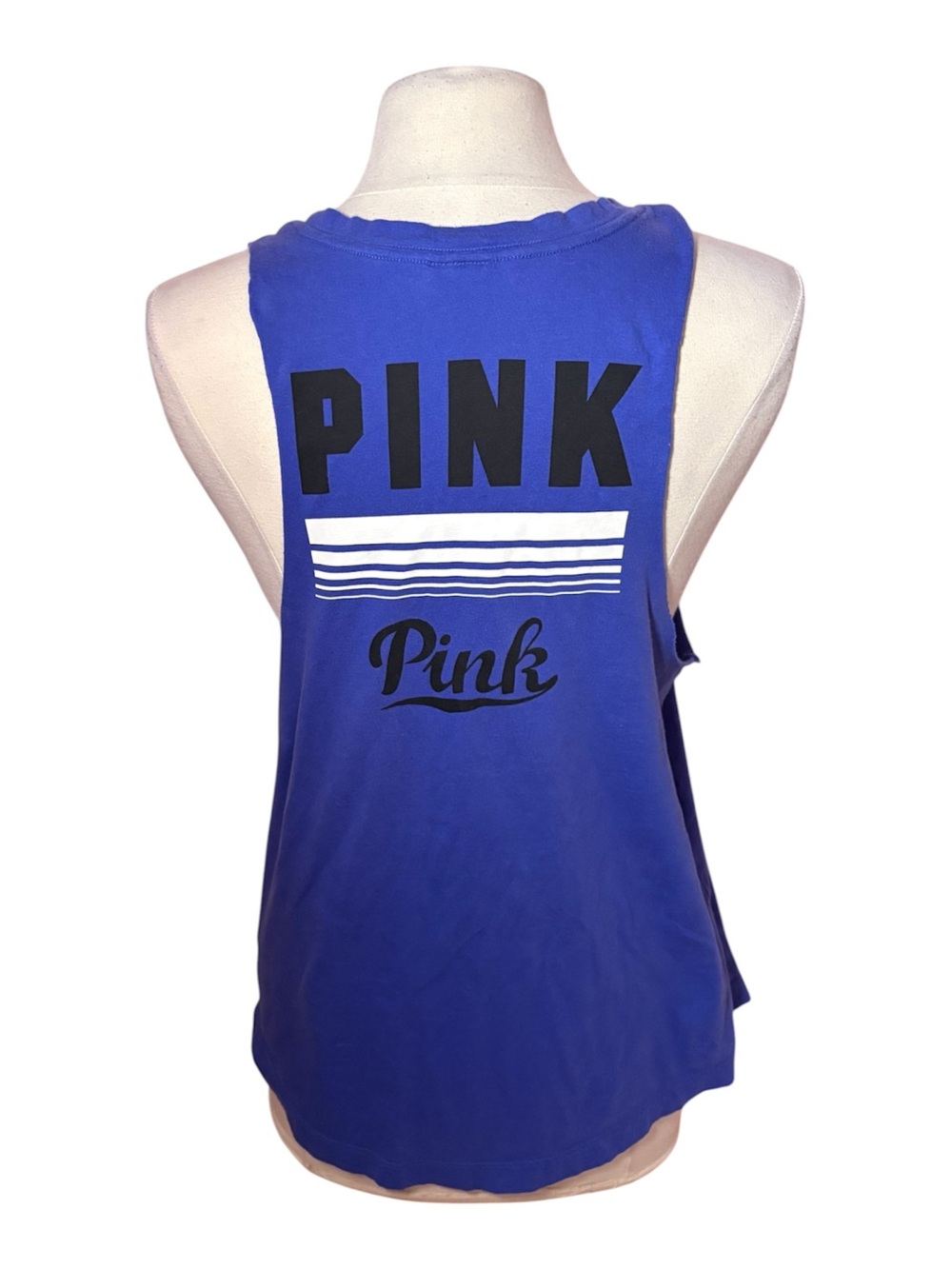 Y2K/2010s PINK Victoria's Secret Women's Blue Logo Muscle Tank